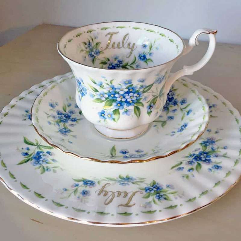 Royal Albert Flowers Of The Month July Forget Me Not Pattern Trio