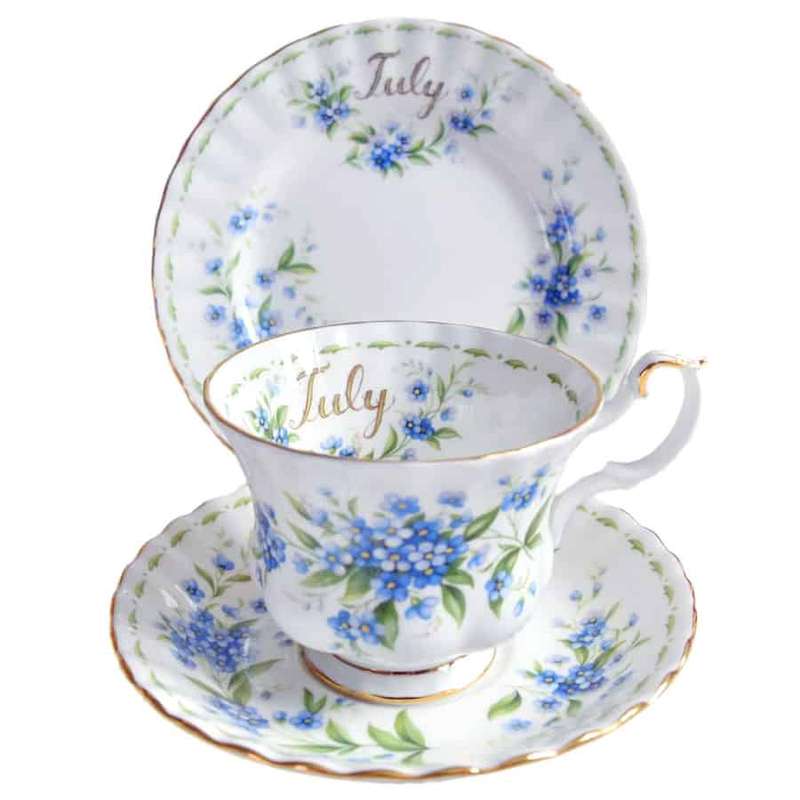 Royal Albert Flowers Of The Month July Forget Me Not Pattern Trio