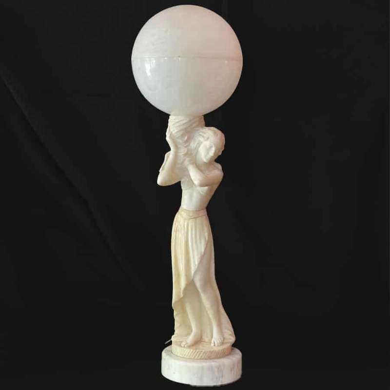 Art Nouveau Marble and Alabaster Maiden Lamp C1910
