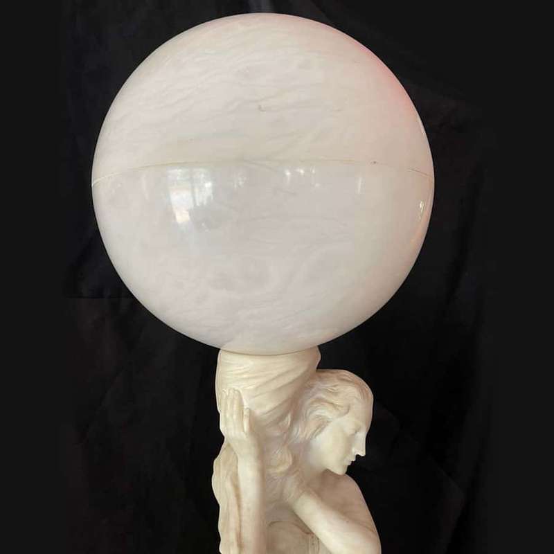 Art Nouveau Marble and Alabaster Maiden Lamp C1910