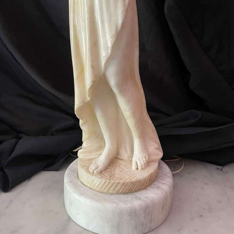 Art Nouveau Marble and Alabaster Maiden Lamp C1910