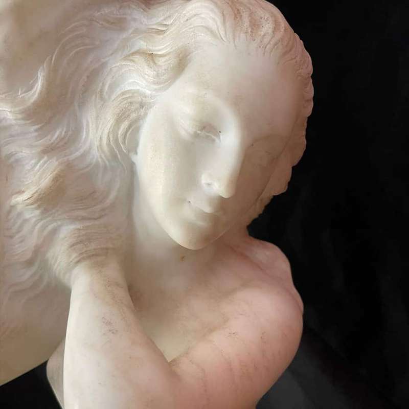 Art Nouveau Marble and Alabaster Maiden Lamp C1910