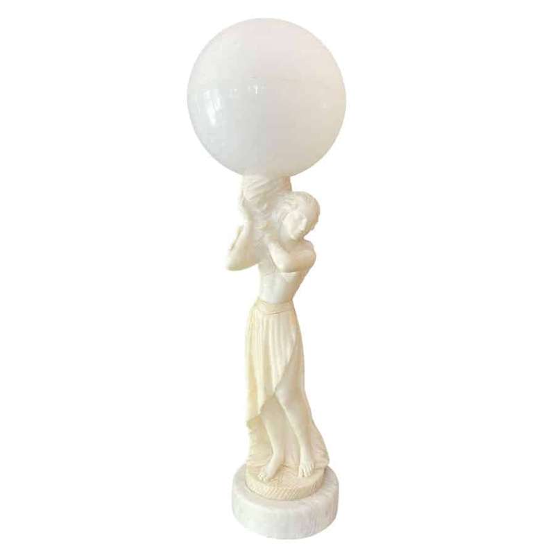 Art Nouveau Marble and Alabaster Maiden Lamp C1910