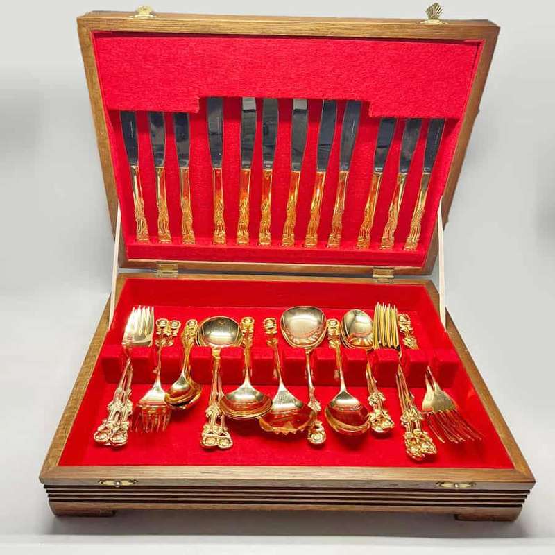 Braber Gold Plated Rose Royal Albert Cutlery Canteen