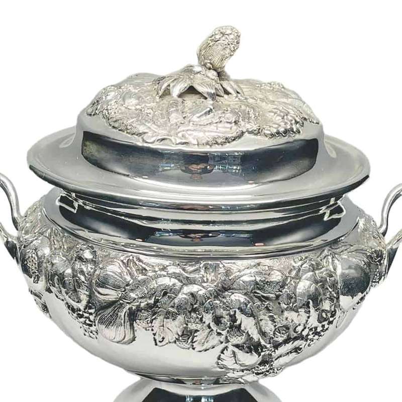 German Silver Soup Toureen With Acorn Finial