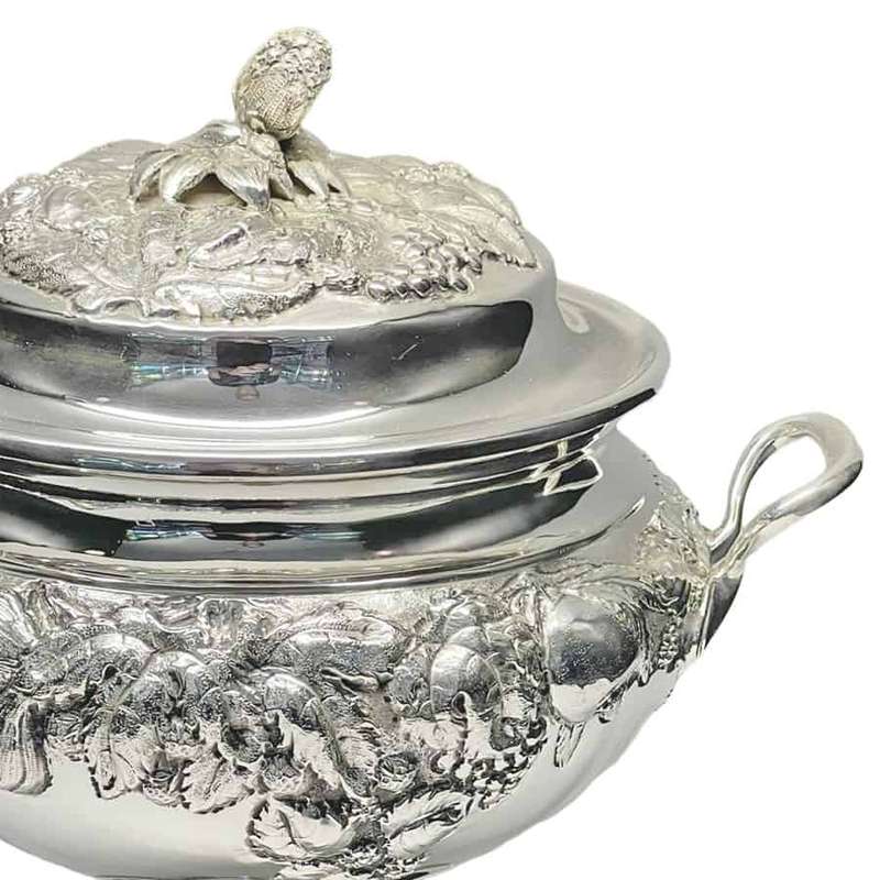 German Silver Soup Toureen With Acorn Finial