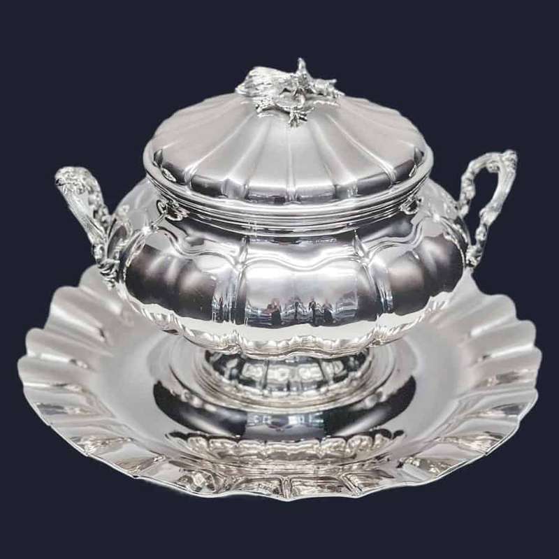 German Silver Soup Toureen With Fish Finial
