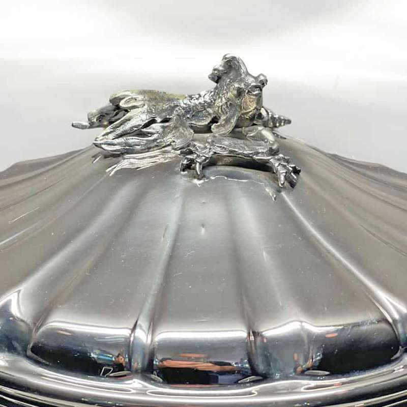 German Silver Soup Toureen With Fish Finial