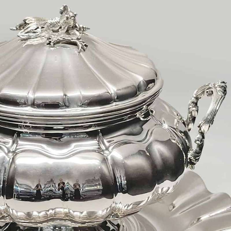 German Silver Soup Toureen With Fish Finial