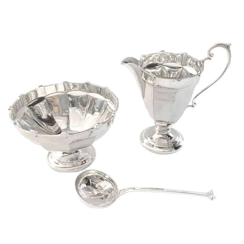 Hallmarked  Silver Boxed Cream Sugar Set  Birmingham  1926
