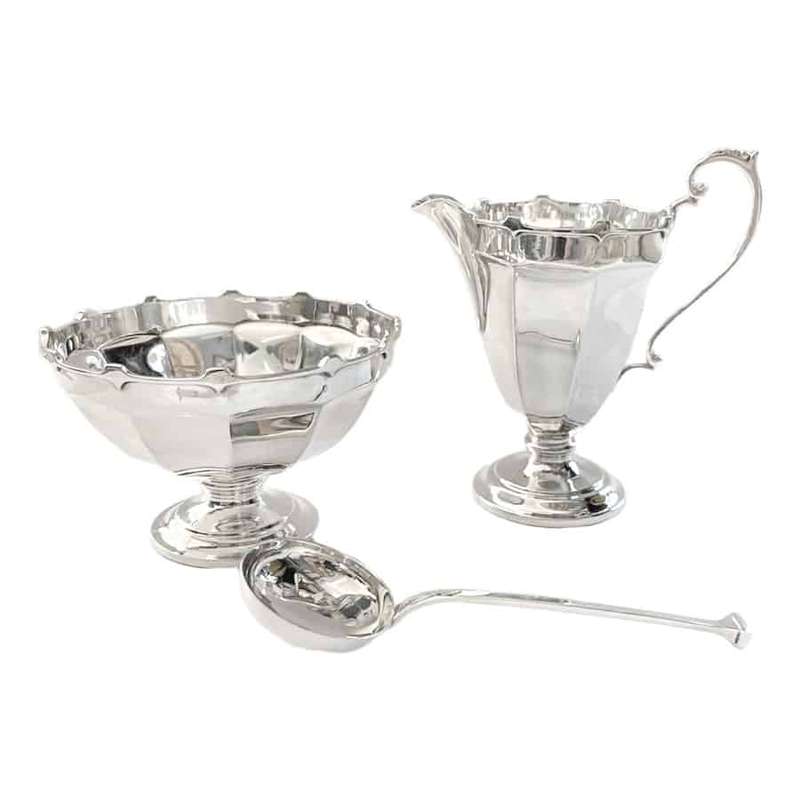 Hallmarked  Silver Boxed Cream Sugar Set  Birmingham  1926