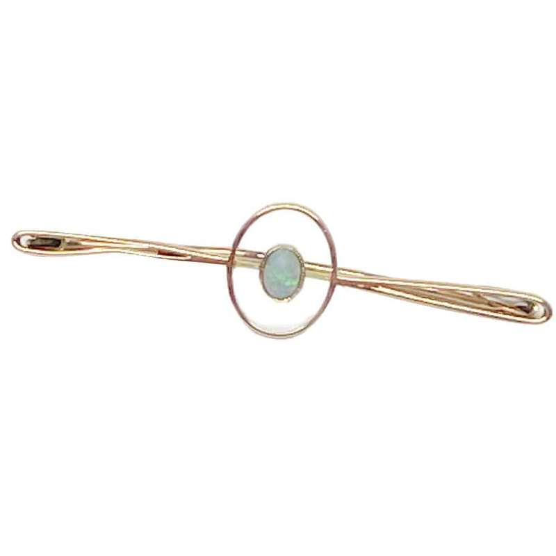 Opal 9ct Gold Bar Brooch Set In Gold Orb