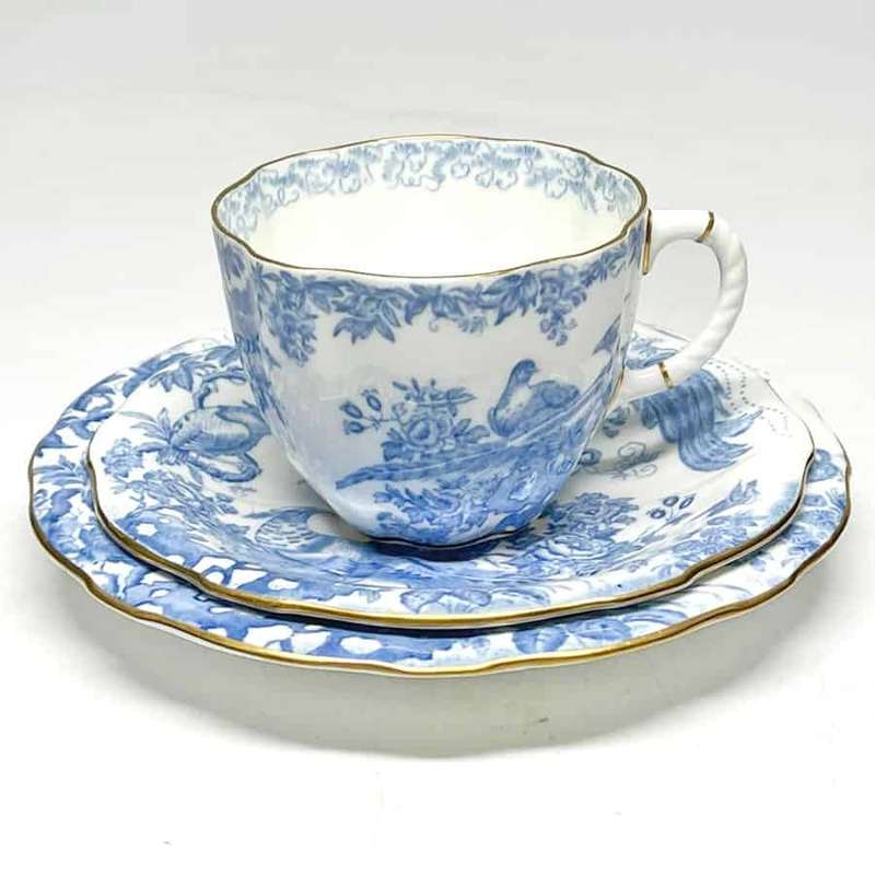 Royal Crown Derby Blue Aves Tea Trio