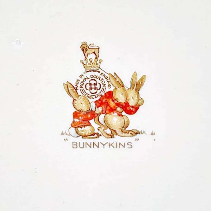 Royal Doulton Bunnykins Family Cycling Oval Porridge Signed B Vernon