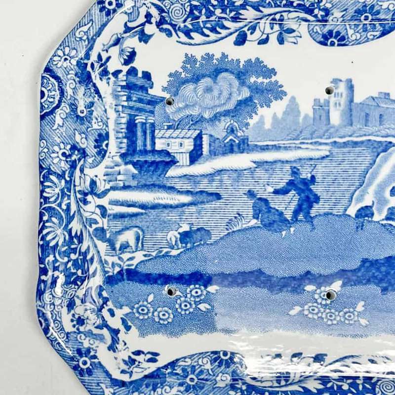 Spode Blue Italian Cheese Dish Blue Marking