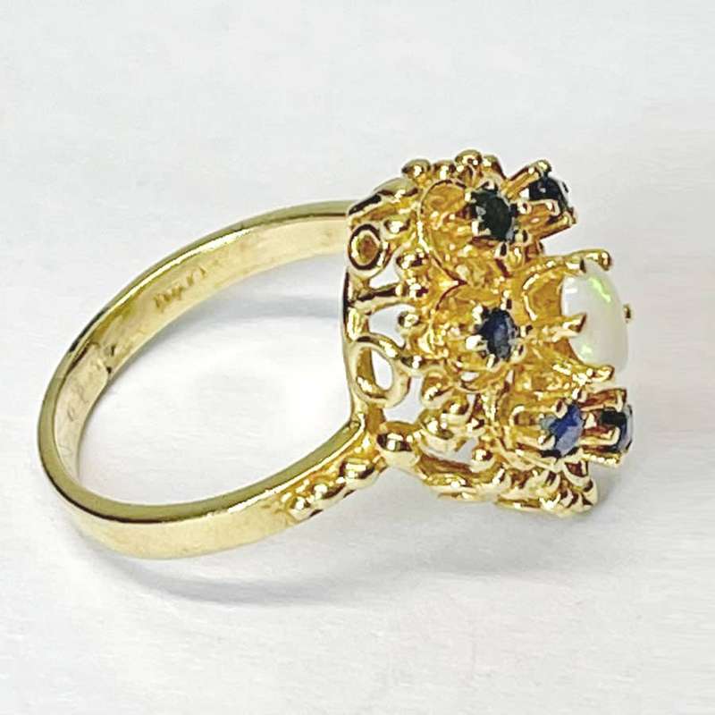 14CT Gold Sapphire and Opal Ring