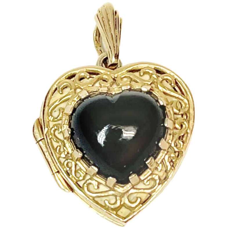 9ct Gold Onyx Heart Locket