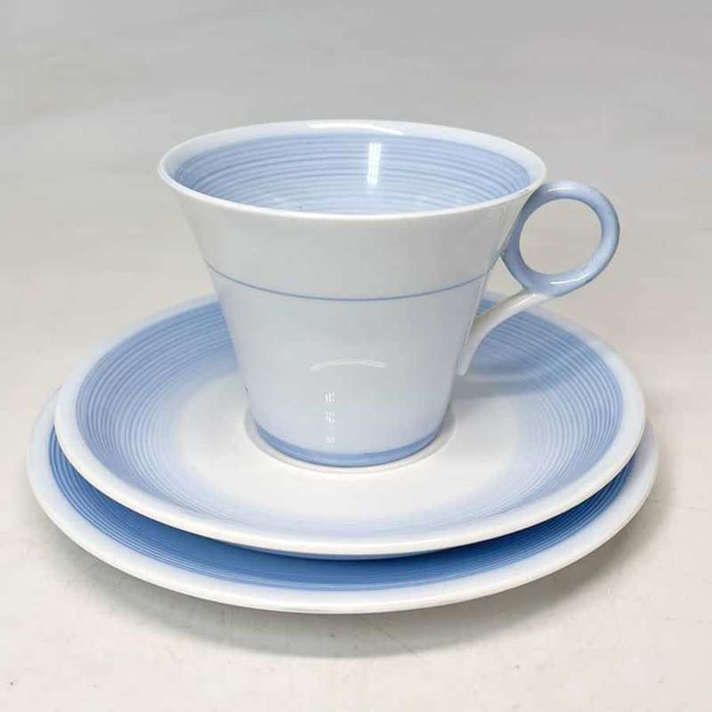 Art Deco Shelley Blue Swirls Pattern Tea Trio