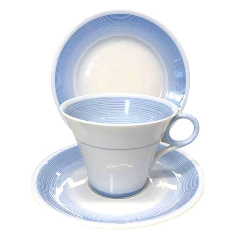 Art Deco Shelley Blue Swirls Pattern Tea Trio