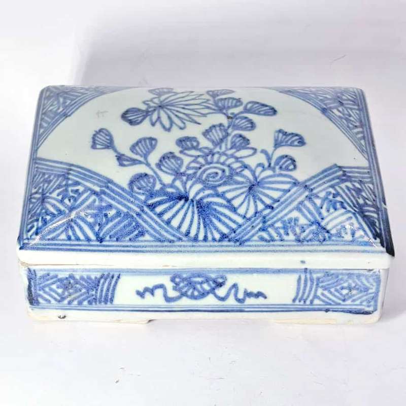 Chinese Offering  Box Floral Blue and White Qing Jianqing