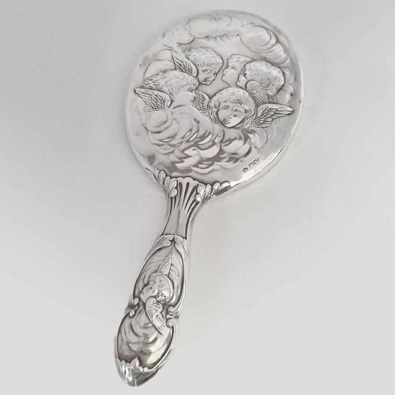 Hallmarked Silver Reynolds Angels Mirror London 1902