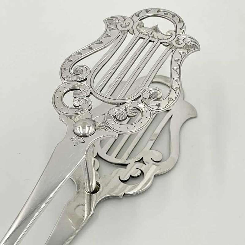 Georgian Silver Asparagus Tongs Crested