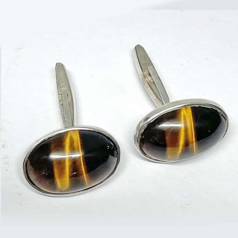 Tigers Eye Silver Cufflinks