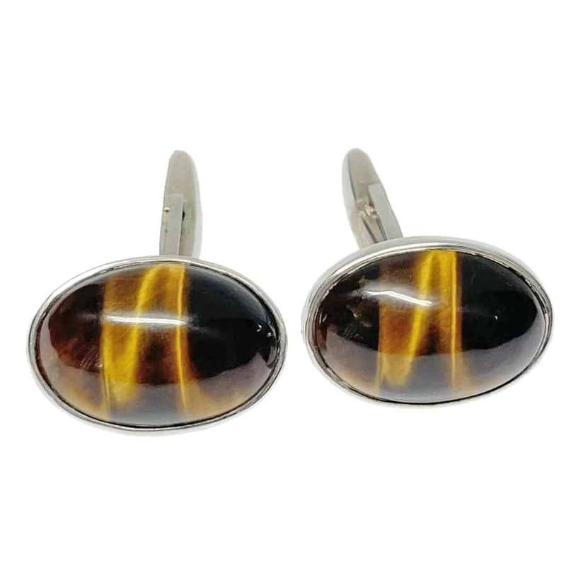 Tigers Eye Silver Cufflinks
