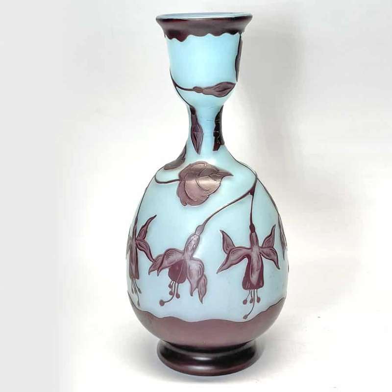 Loetz Fuchsia Cameo Glass Vase Signed Velez C1900