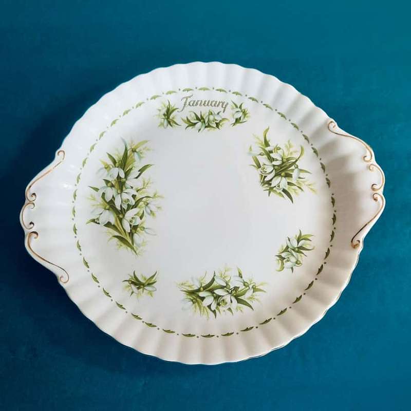 Royal Albert January Large Cake Plate Flowers Of The Month