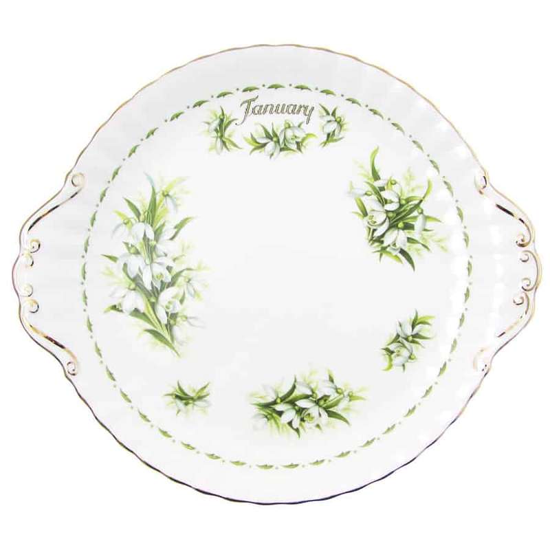 Royal Albert January Large Cake Plate Flowers Of The Month