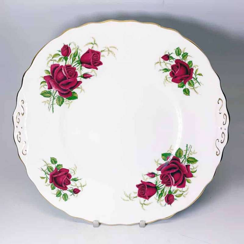 Colclough Red Tea Rose Tea Cake Plate  7981