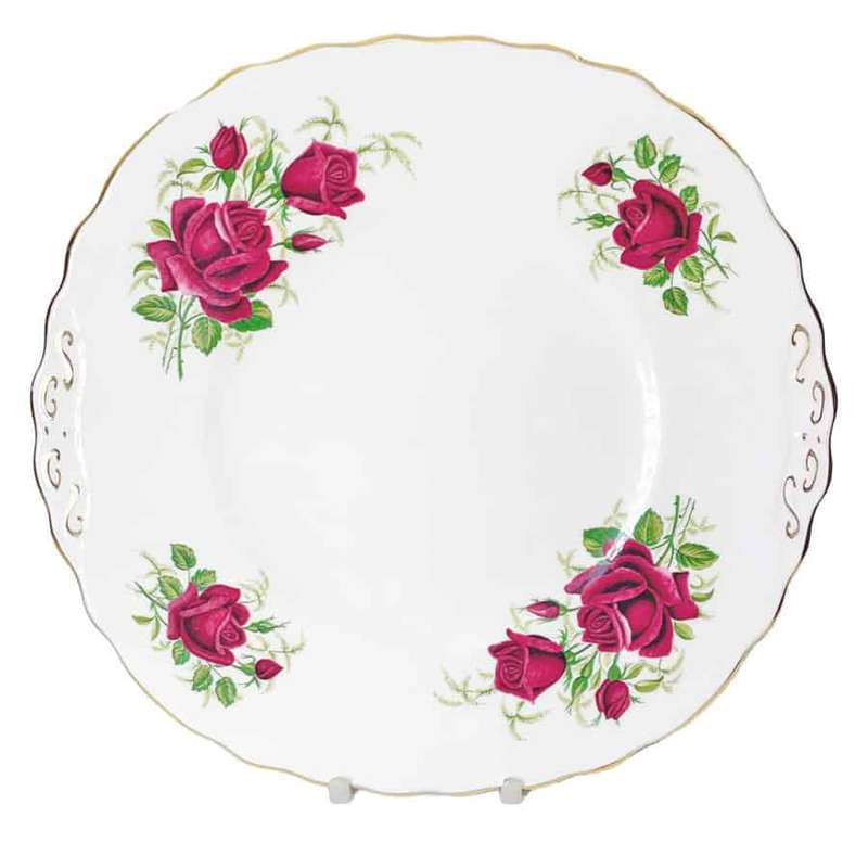 Colclough Red Tea Rose Tea Cake Plate  7981