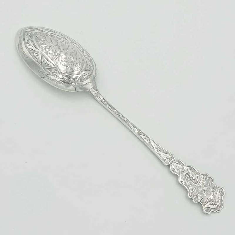 Hallmarked Silver Chased Spoon Birmingham 1891