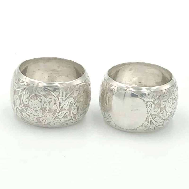 Hallmarked Silver Pair of Serviette Rings Boxed Bird 1894