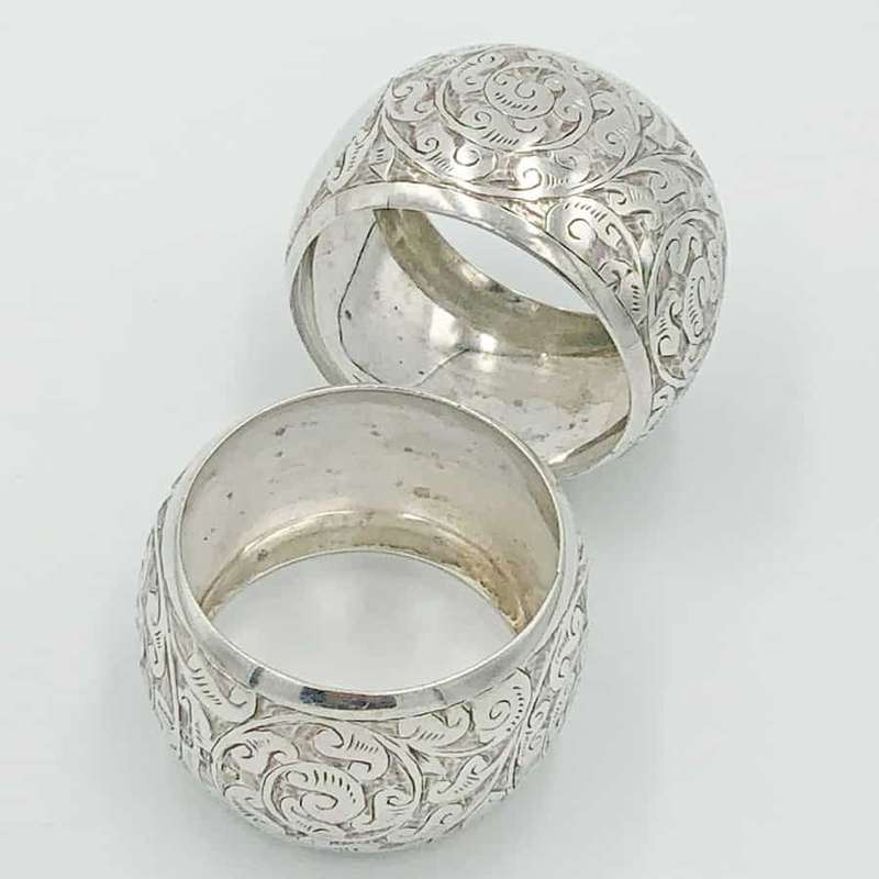 Hallmarked Silver Pair of Serviette Rings Boxed Bird 1894