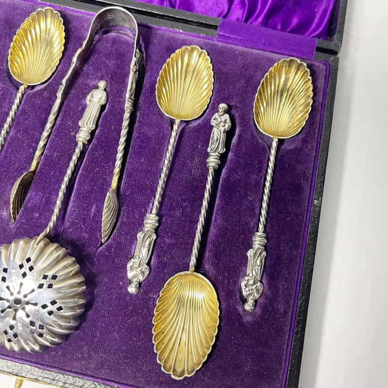 Hallmarked Silver Apostle Tea Spoons Birmingham 1894