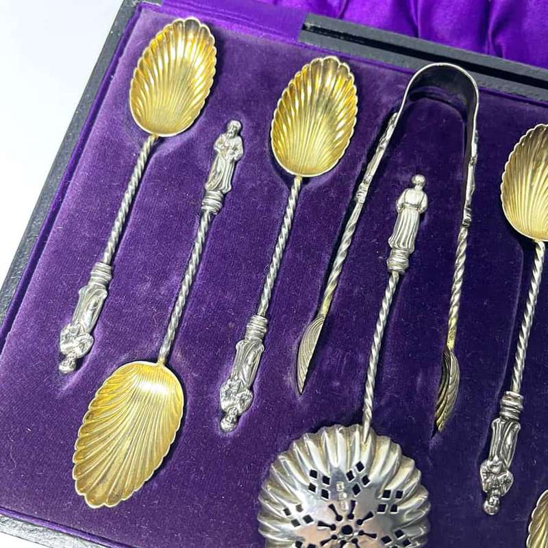 Hallmarked Silver Apostle Tea Spoons Birmingham 1894