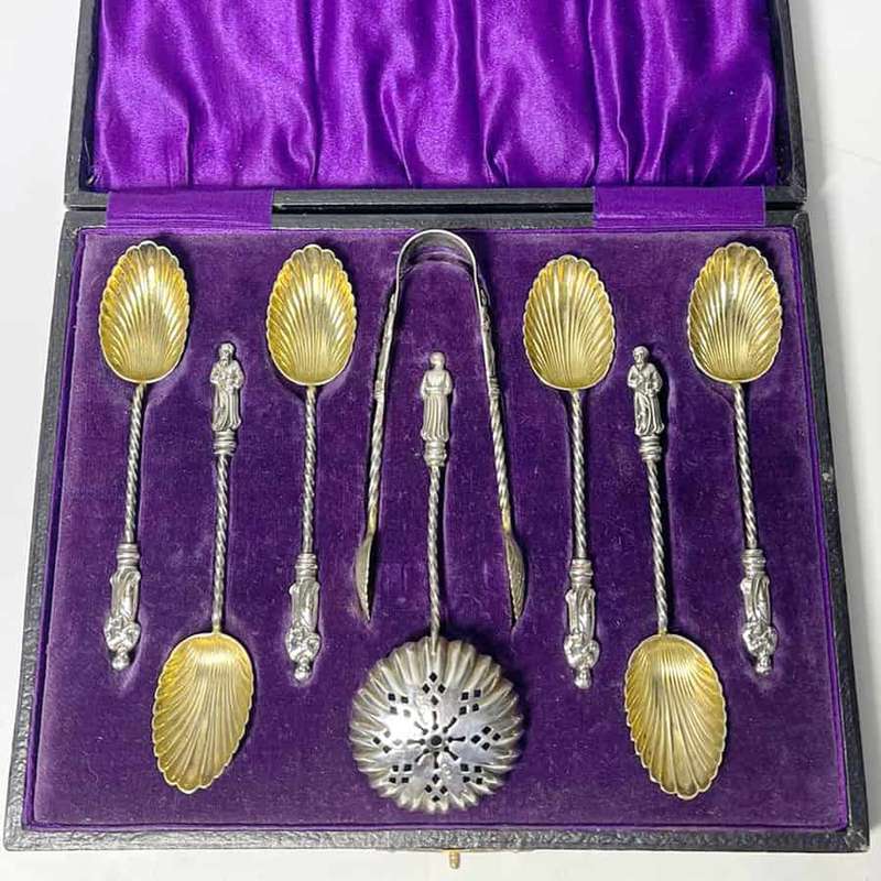Hallmarked Silver Apostle Tea Spoons Birmingham 1894