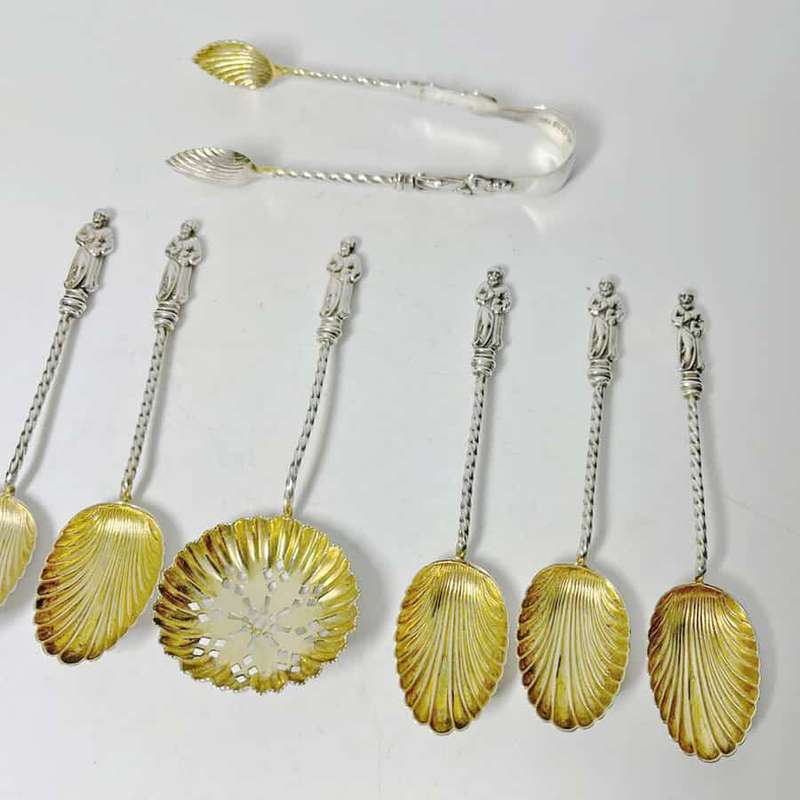 Hallmarked Silver Apostle Tea Spoons Birmingham 1894