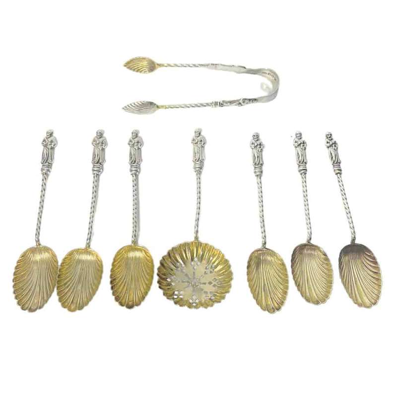 Hallmarked Silver Apostle Tea Spoons Birmingham 1894