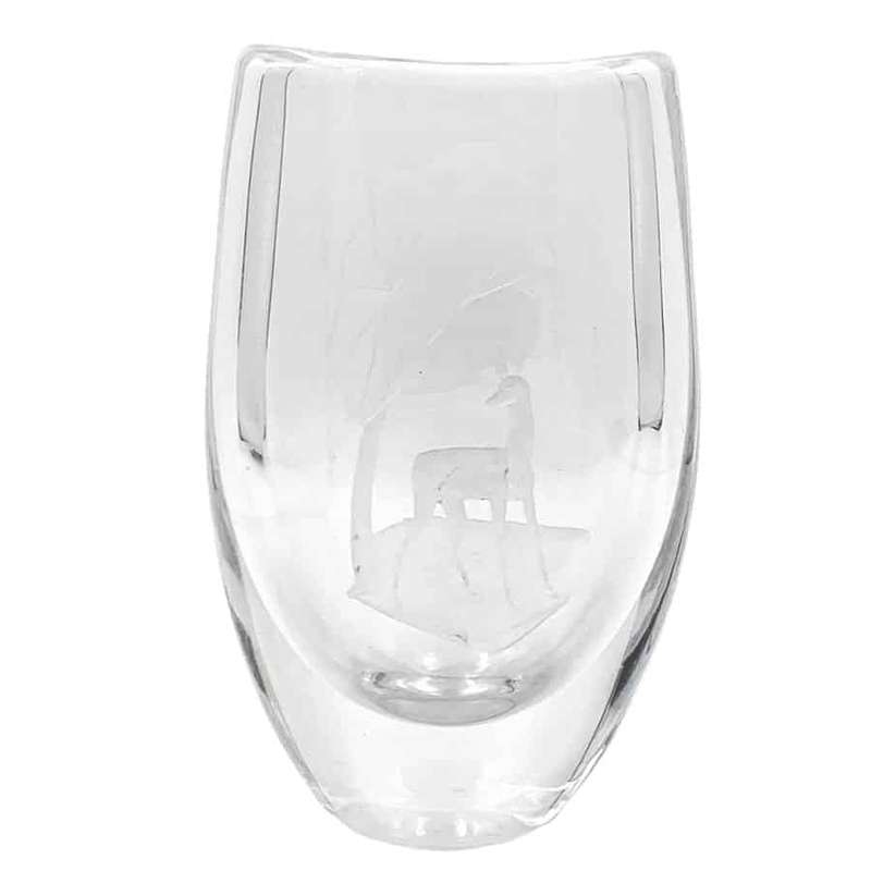 Orrefors Crystal Vase Etched Deer and Tree