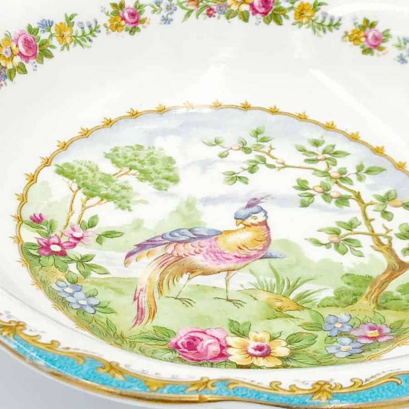 Royal Albert Chelsea Bird Pattern Turquoise Salad Bowl