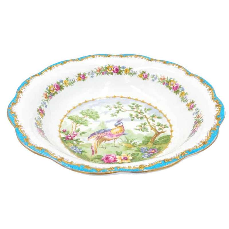 Royal Albert Chelsea Bird Pattern Turquoise Salad Bowl