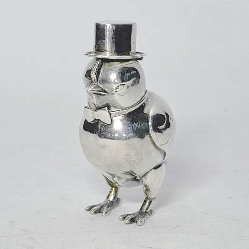 Portugeuse Silver Novelty Chicken Pepperrette C1897