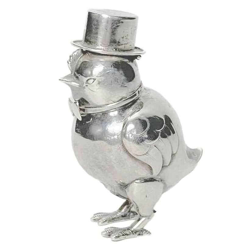 Portugeuse Silver Novelty Chicken Pepperrette C1897