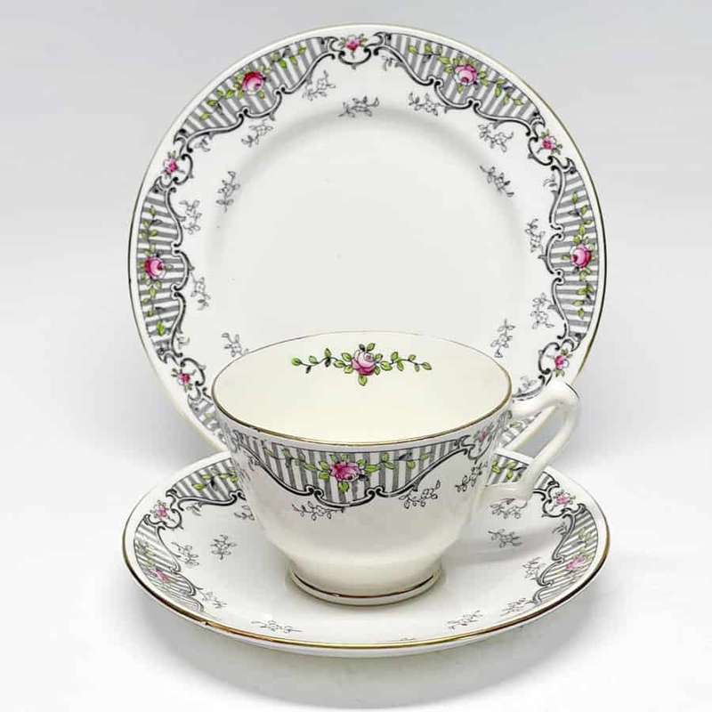 Royal Crown Staffordshire Rose Trellis Trio C1930