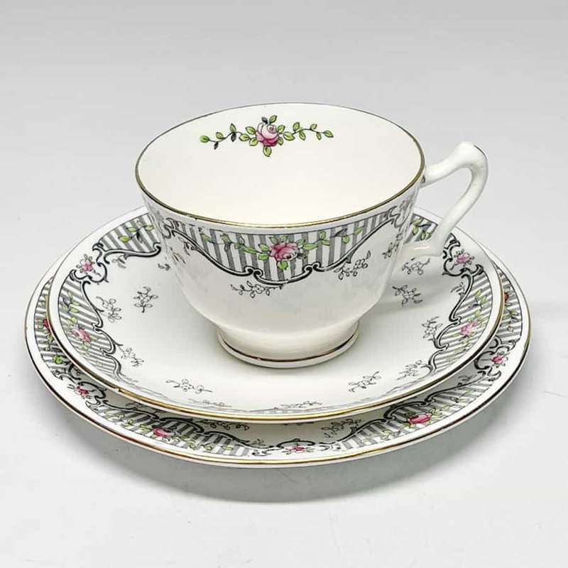 Royal Crown Staffordshire Rose Trellis Trio C1930