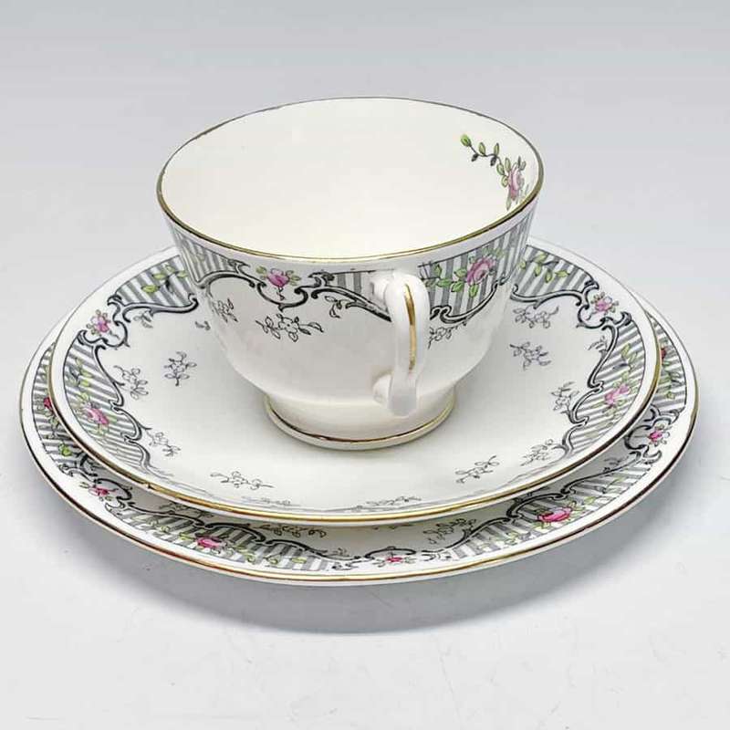 Royal Crown Staffordshire Rose Trellis Trio C1930