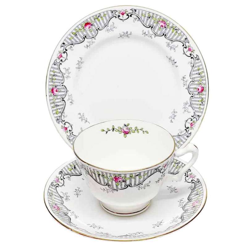 Royal Crown Staffordshire Rose Trellis Trio C1930